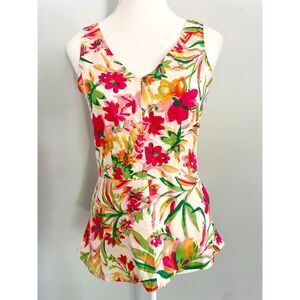 NWOT J.Crew Floral Sleeveless Blouse Top Cotton Linen Blend Size 4 Orig. $68